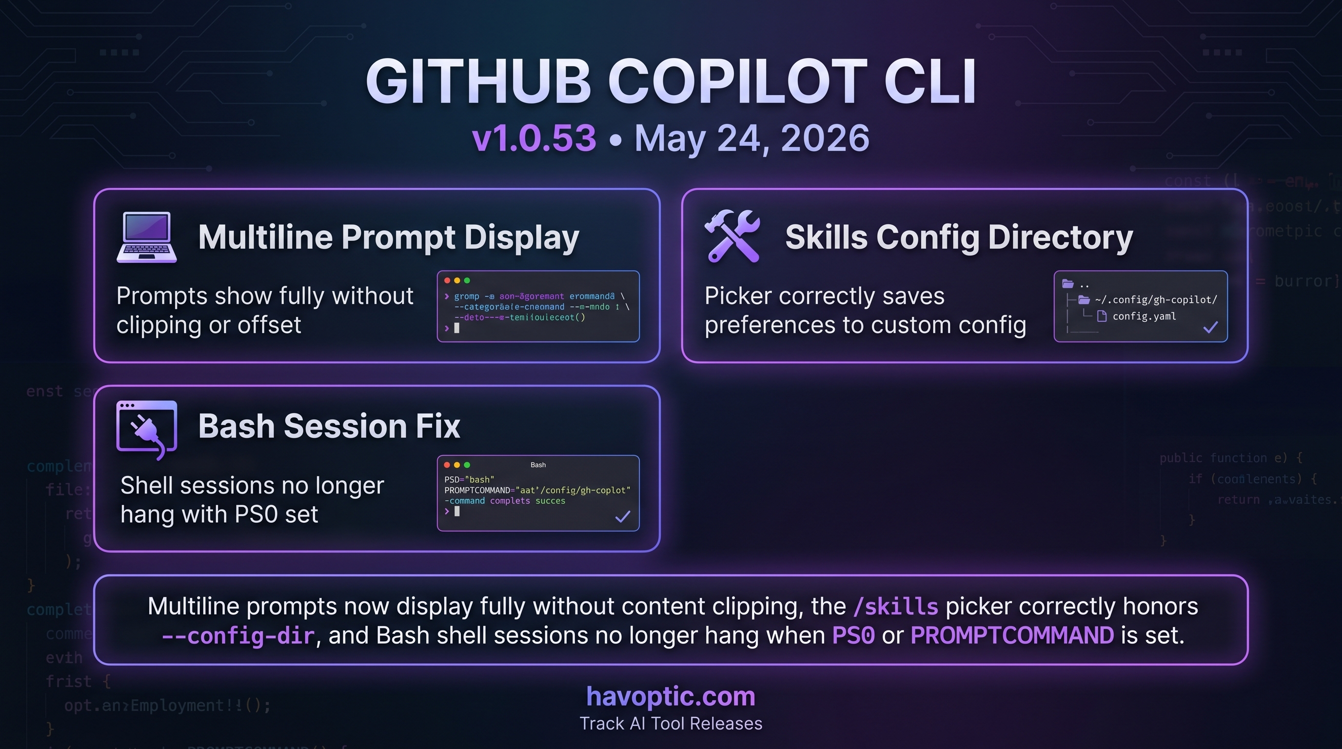 GitHub Copilot CLI v1.0.53 | Havoptic